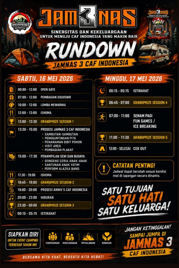 Rundown Jamnas Ke-3 CAF INDONESIA